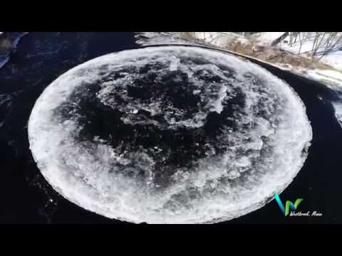 An Ice Block Rotating on a River