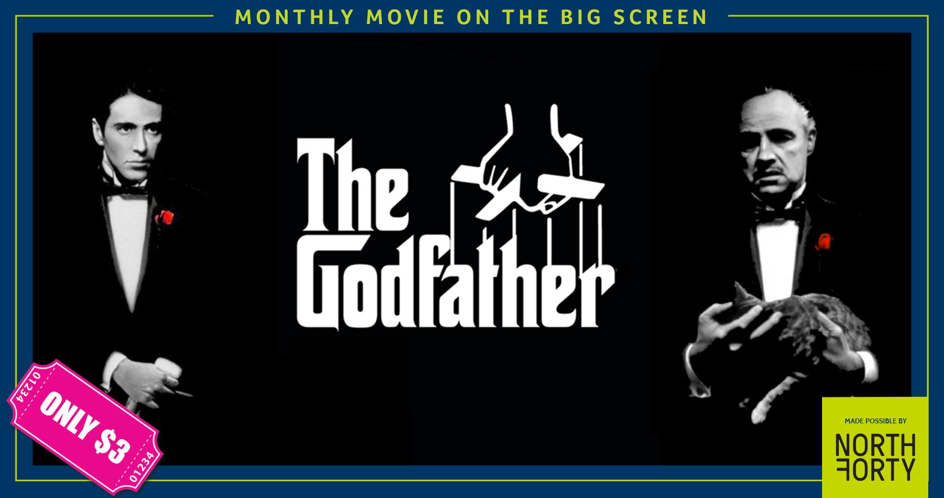 <h1 class="tribe-events-single-event-title">Monthly Movie On The Big Screen: The Godfather</h1>