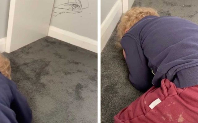 A Toddler Accused of Scribbling on a Wall Gives a Very Toddler Response