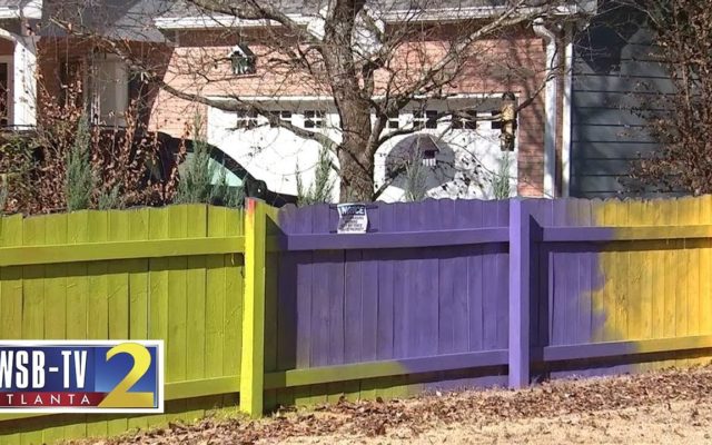 A Woman Who Was Forced To Shorten Her Fence Gets Revenge by Painting it Neon