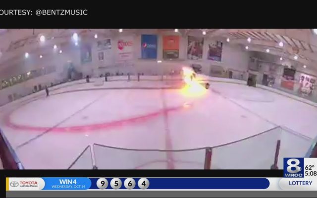 A Zamboni Catches Fire, But the Driver Doesn’t Abandon Ship