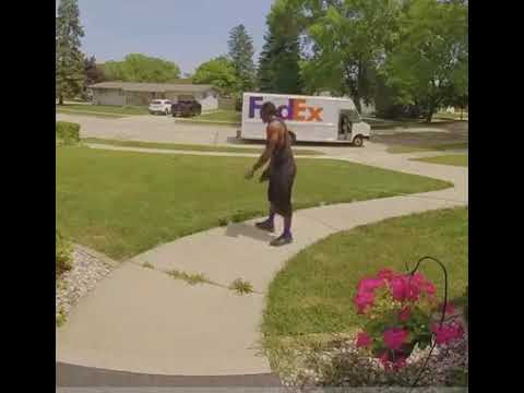 A Delivery Guy Is Encouraged to Run Through the Sprinkler